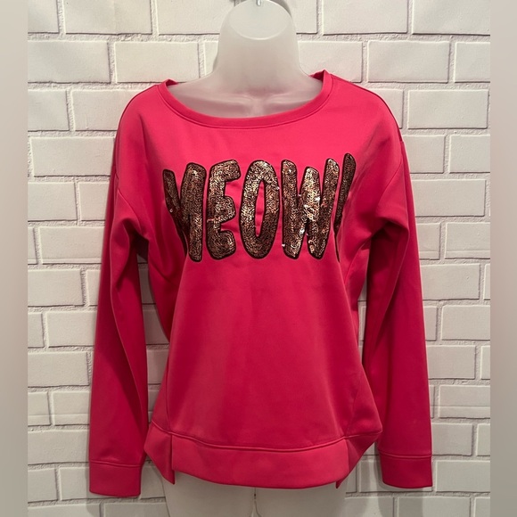 JUICY COUTURE women pink sequin long sleeve sweatshirt/size S - Picture 2 of 9